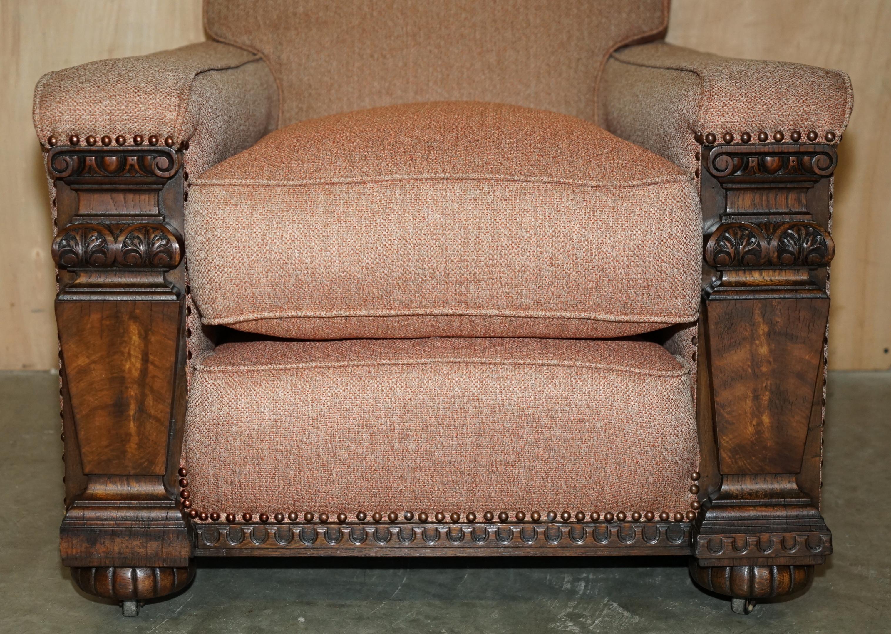 English PAIR OF EXQUISITE ANTIQUE WILLIAM IV FLAMED HARDWOOD CIRCA 1830 CLUB ARMCHAIRs For Sale