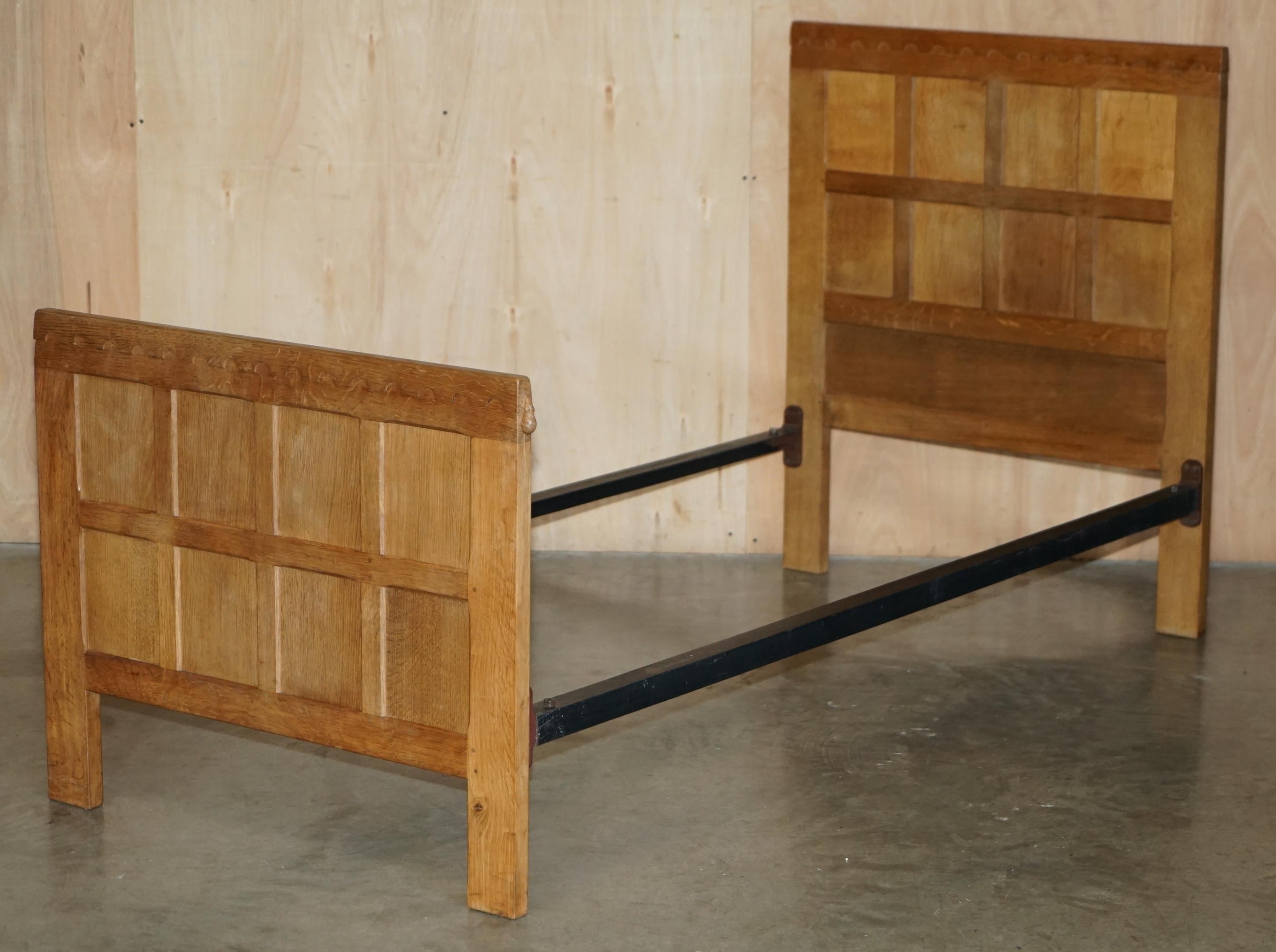 Country PAIR OF EXQUISITE COLLECTABLE 1950's ROBERT MOUSEMAN THOMPSON BEDSTEADS BEDS For Sale