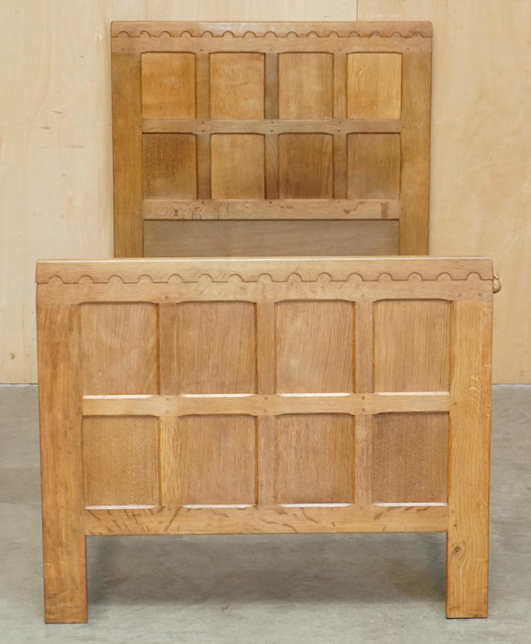 English PAIR OF EXQUISITE COLLECTABLE 1950's ROBERT MOUSEMAN THOMPSON BEDSTEADS BEDS For Sale