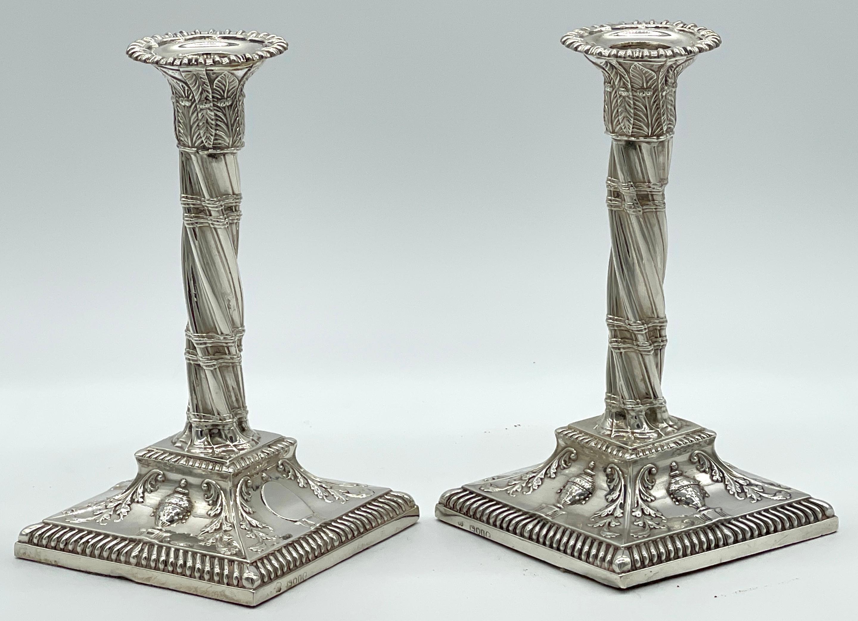 Pair of Exquisite English Victorian Sterling Neoclassical Column Candlesticks  For Sale 6