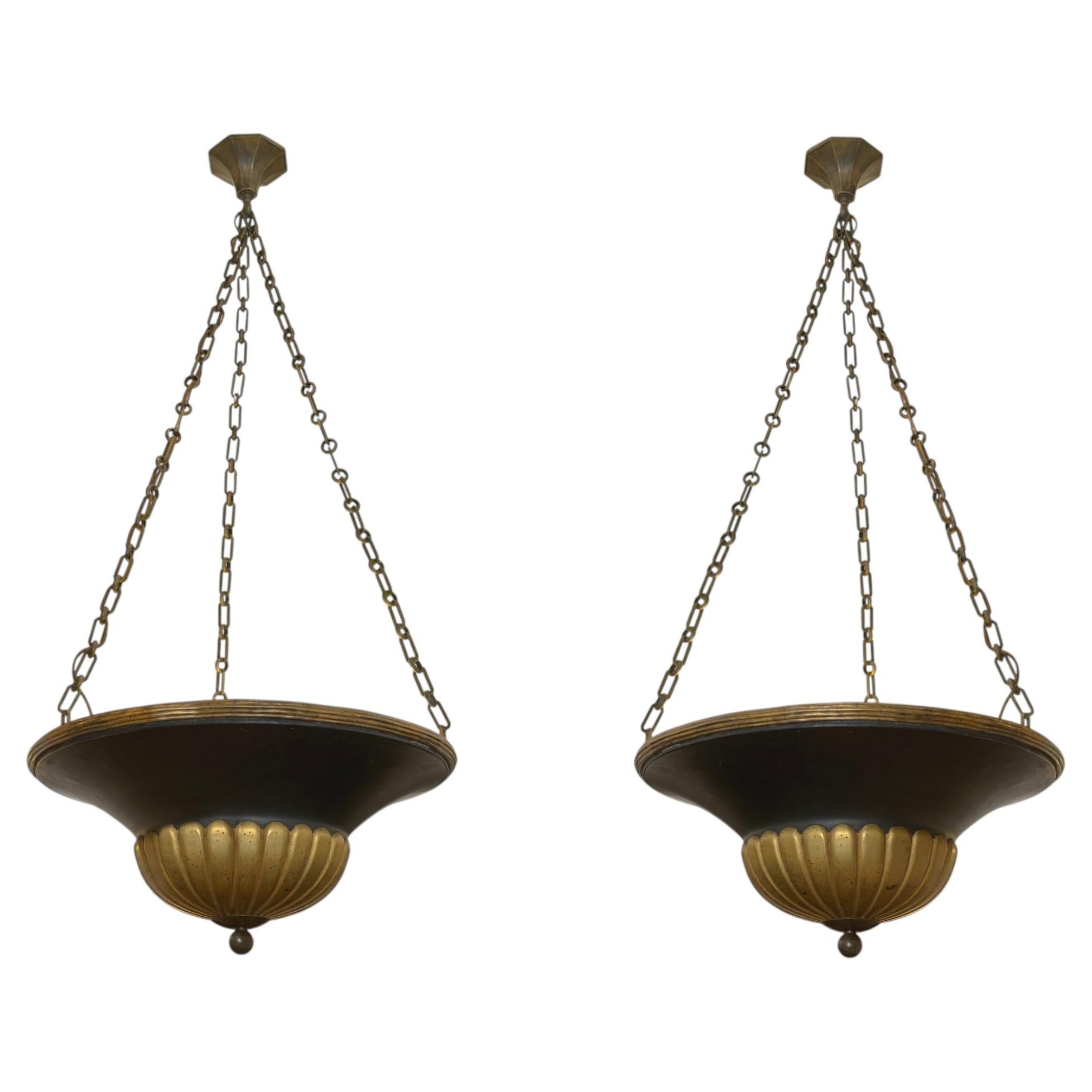 Pair of Exquisite French Art Deco Suspensions