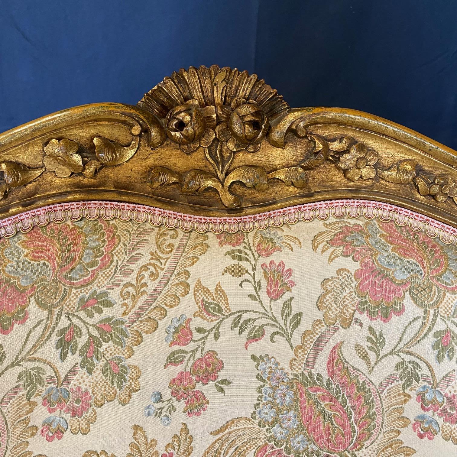 Pair of Exquisite French Louis XV Giltwood Wingback Chairs In Good Condition For Sale In Hopewell, NJ