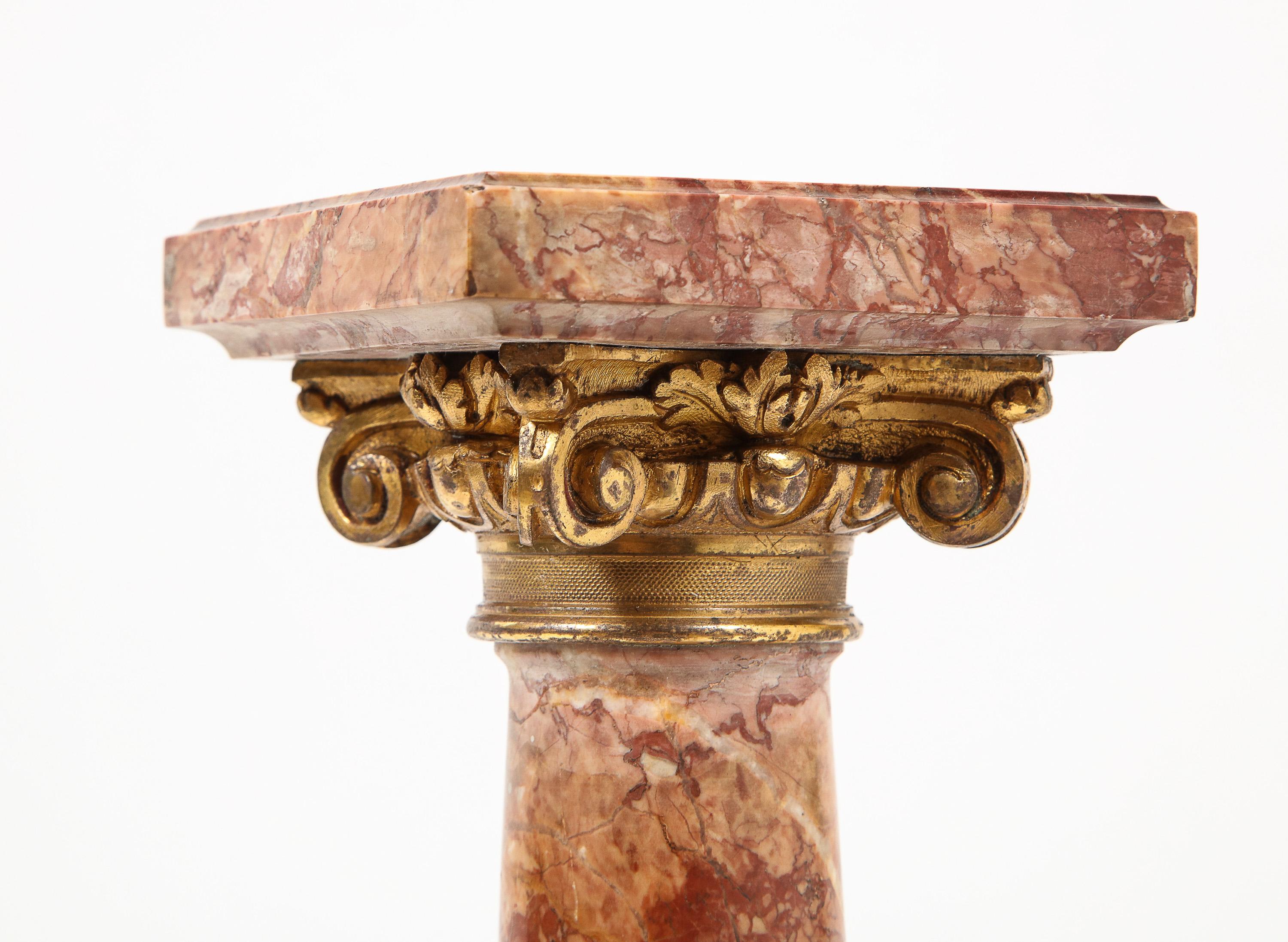 Pair of Exquisite French Ormolu Mounted Jasper Columns Pedestals, circa 1870 6