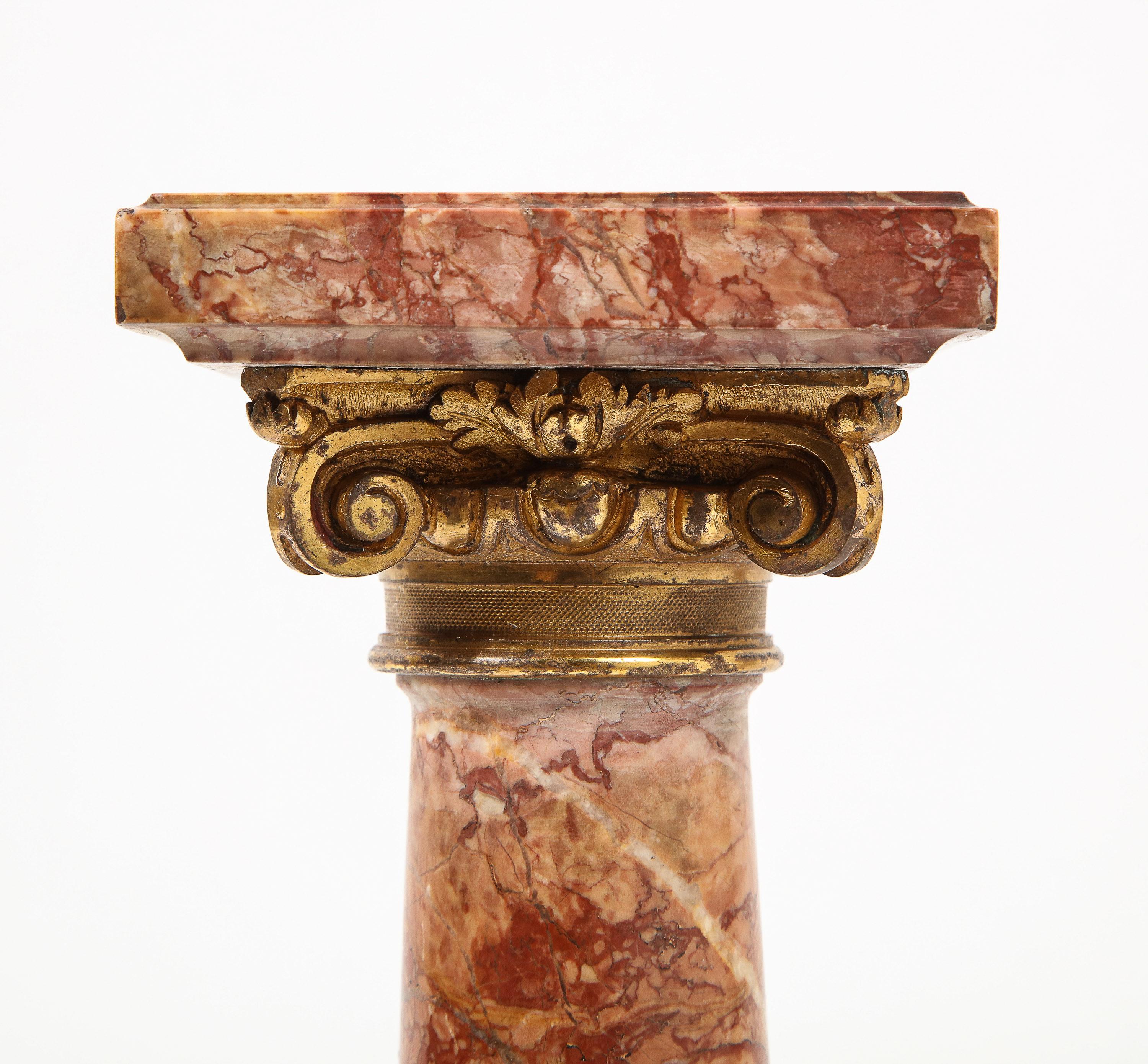 Pair of Exquisite French Ormolu Mounted Jasper Columns Pedestals, circa 1870 7