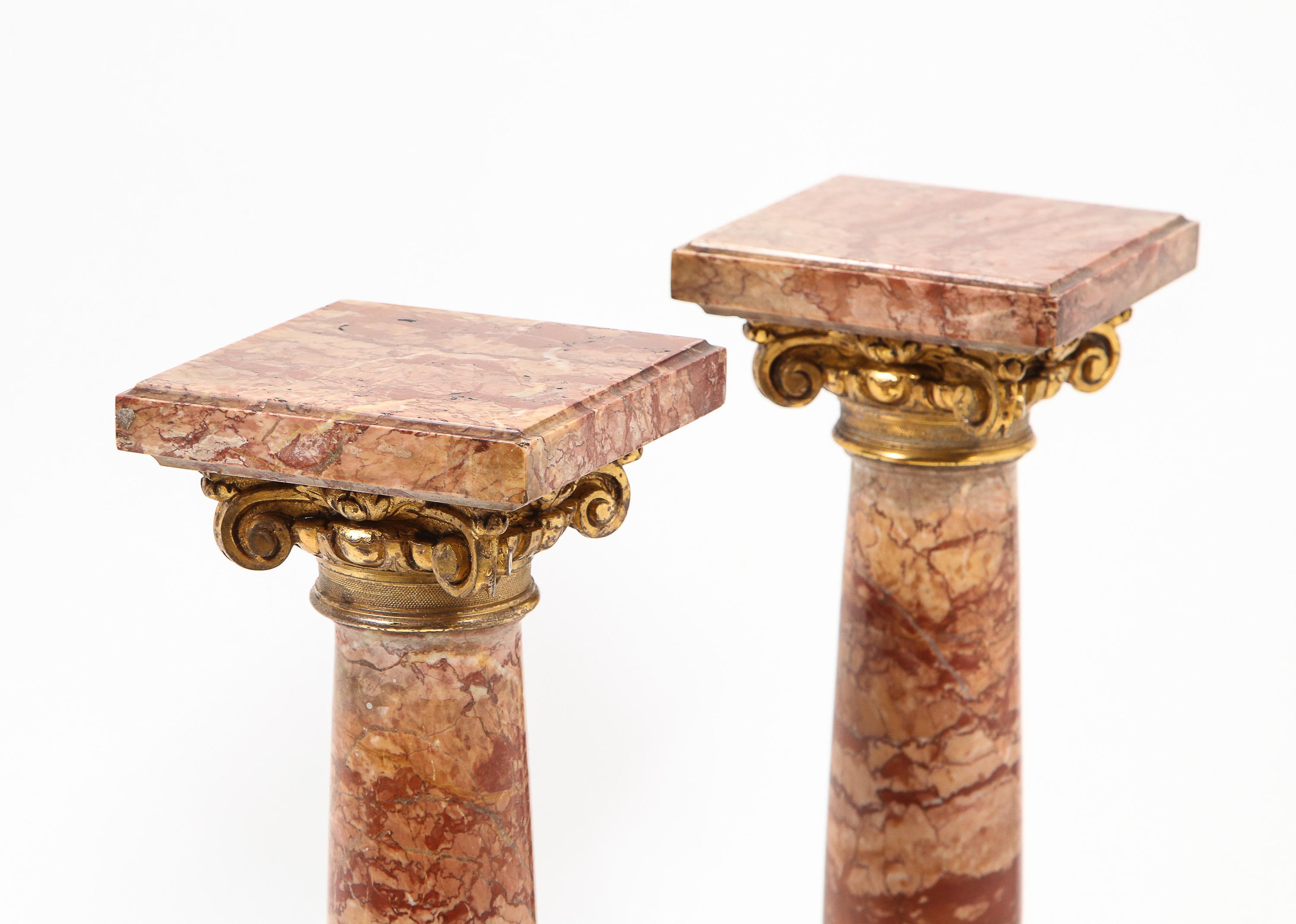 Pair of Exquisite French Ormolu Mounted Jasper Columns Pedestals, circa 1870 11