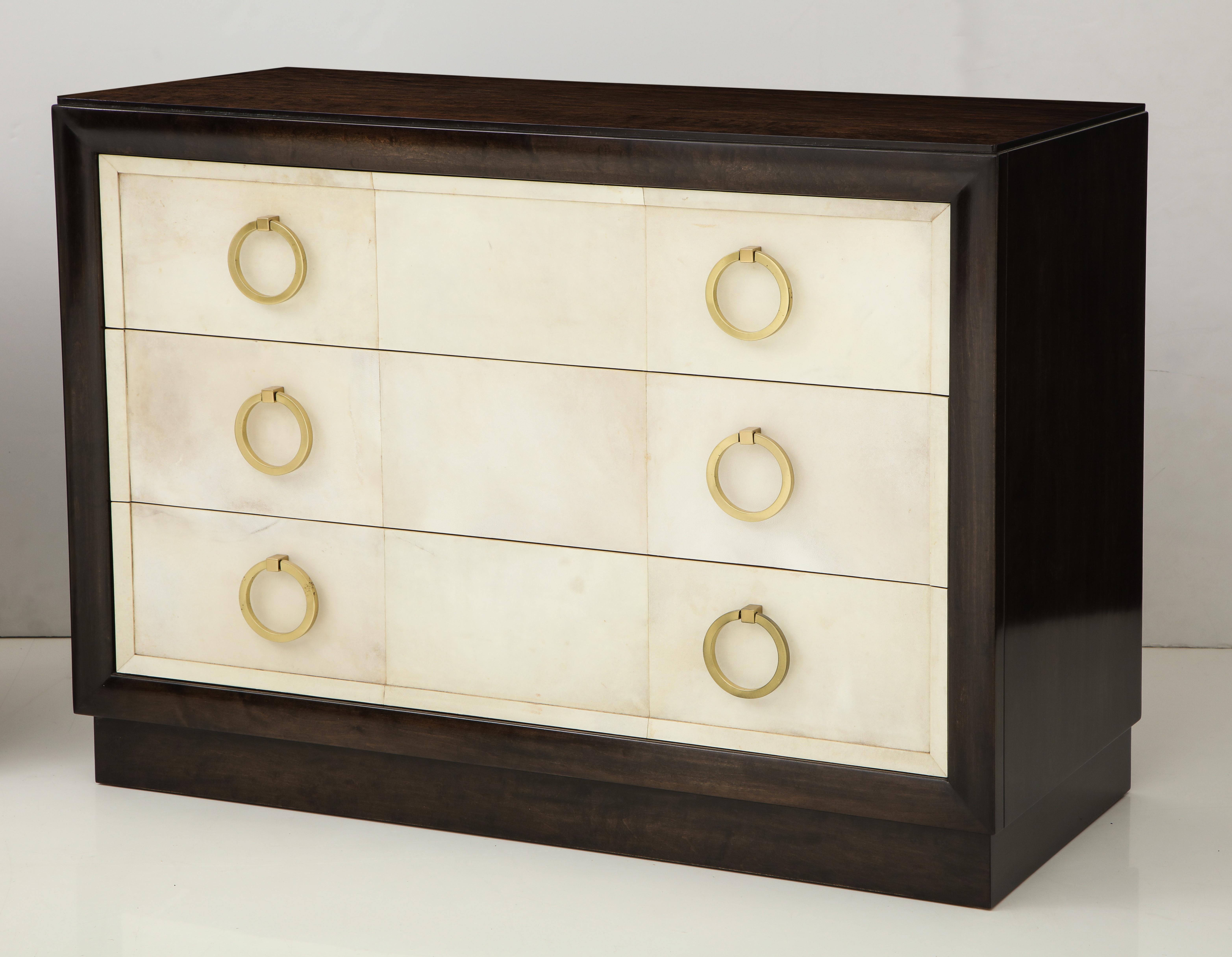 American Pair of Exquisite Parchment Dressers by T H Robsjohn Gibbings
