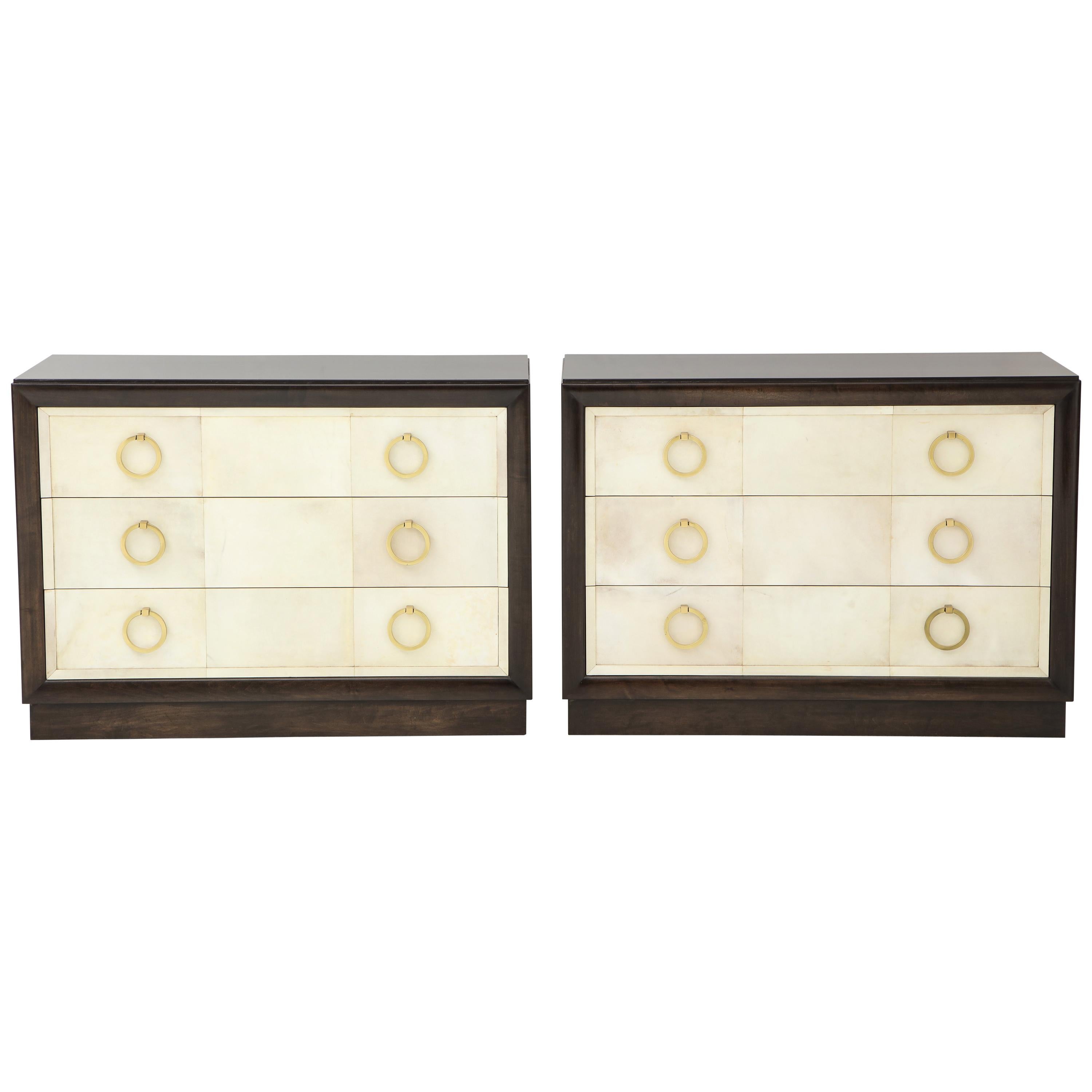 Pair of Exquisite Parchment Dressers by T H Robsjohn Gibbings at 1stDibs