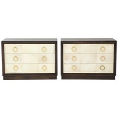 Pair of Exquisite Parchment Dressers by T H Robsjohn Gibbings