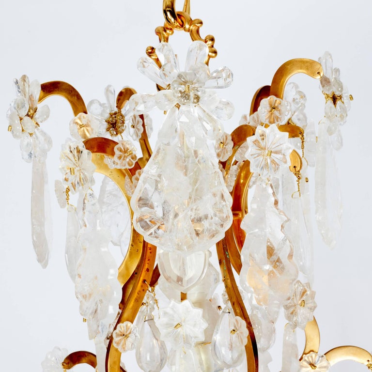 Pair Of Exquisite Louis Xv Style Rock Crystal Chandeliers For Bronze Pair Of Exquisite Louis Xv Style Rock Crystal Chandeliers For