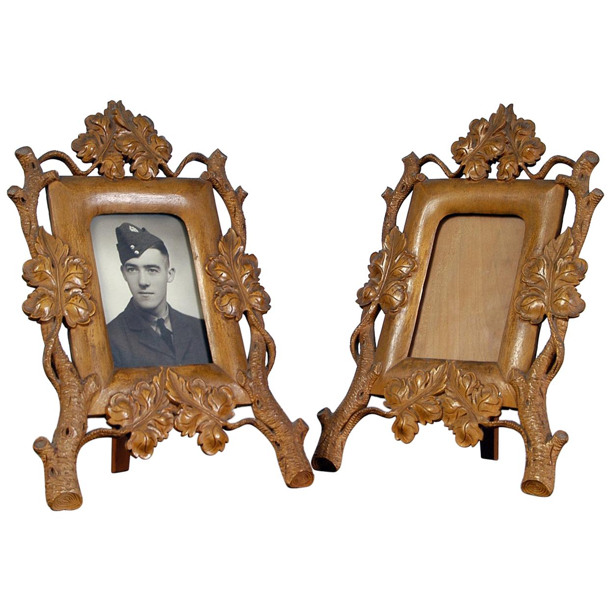 Pair of Exquisitely Hand Carved 20th Century Scandinavian Boxwood Picture Frames