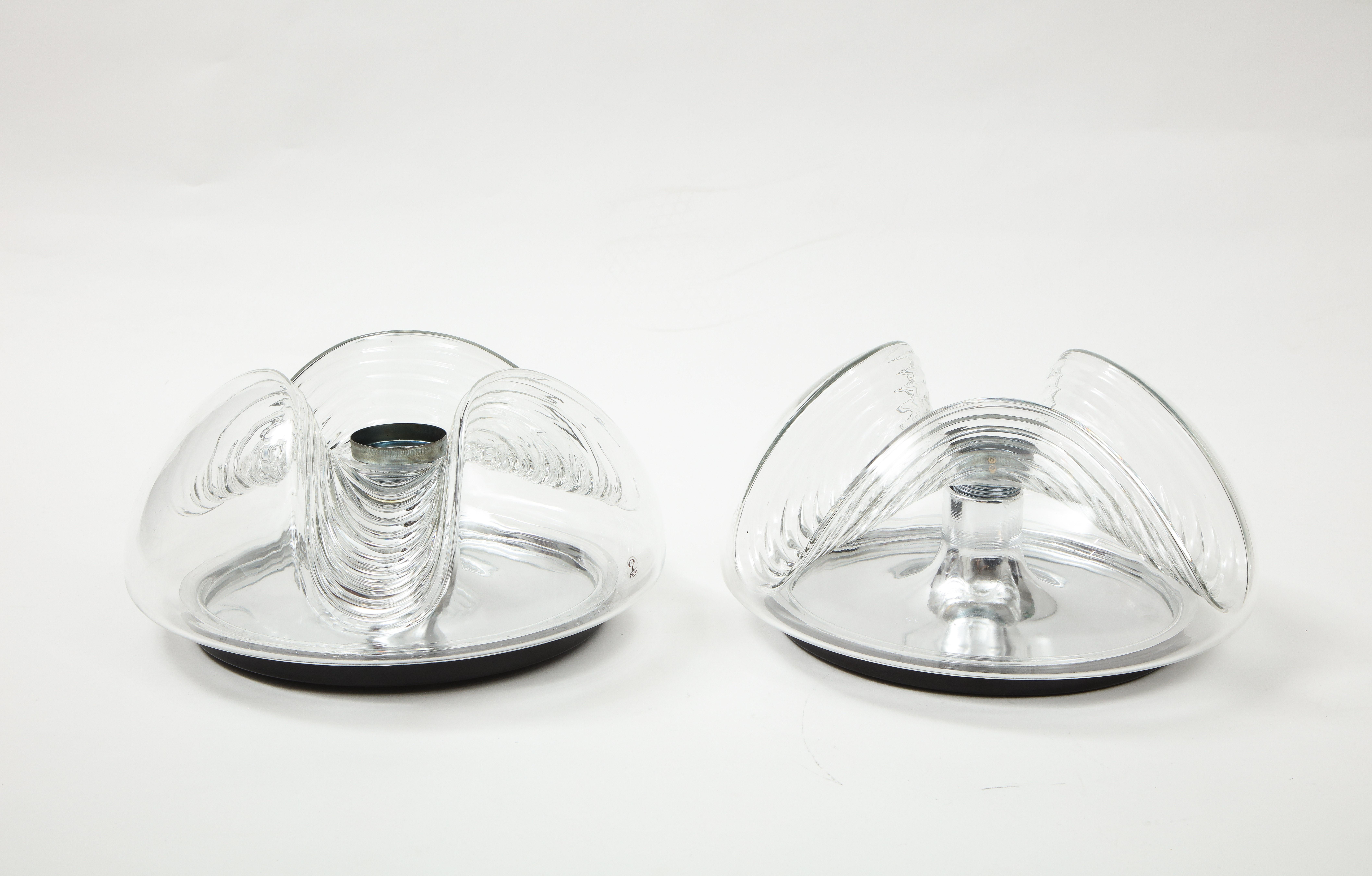 Pair of Extra Large 1970's Peill & Putzler Wave Lights /Sconces In Good Condition For Sale In New York, NY