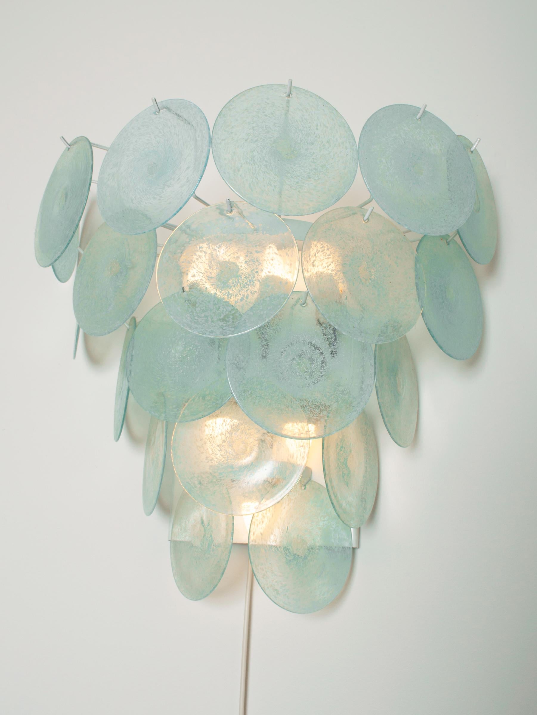 Pair of Extra Large 20 Disc Wall Sconces by Vistosi. Murano, Italy C.1960 For Sale 1