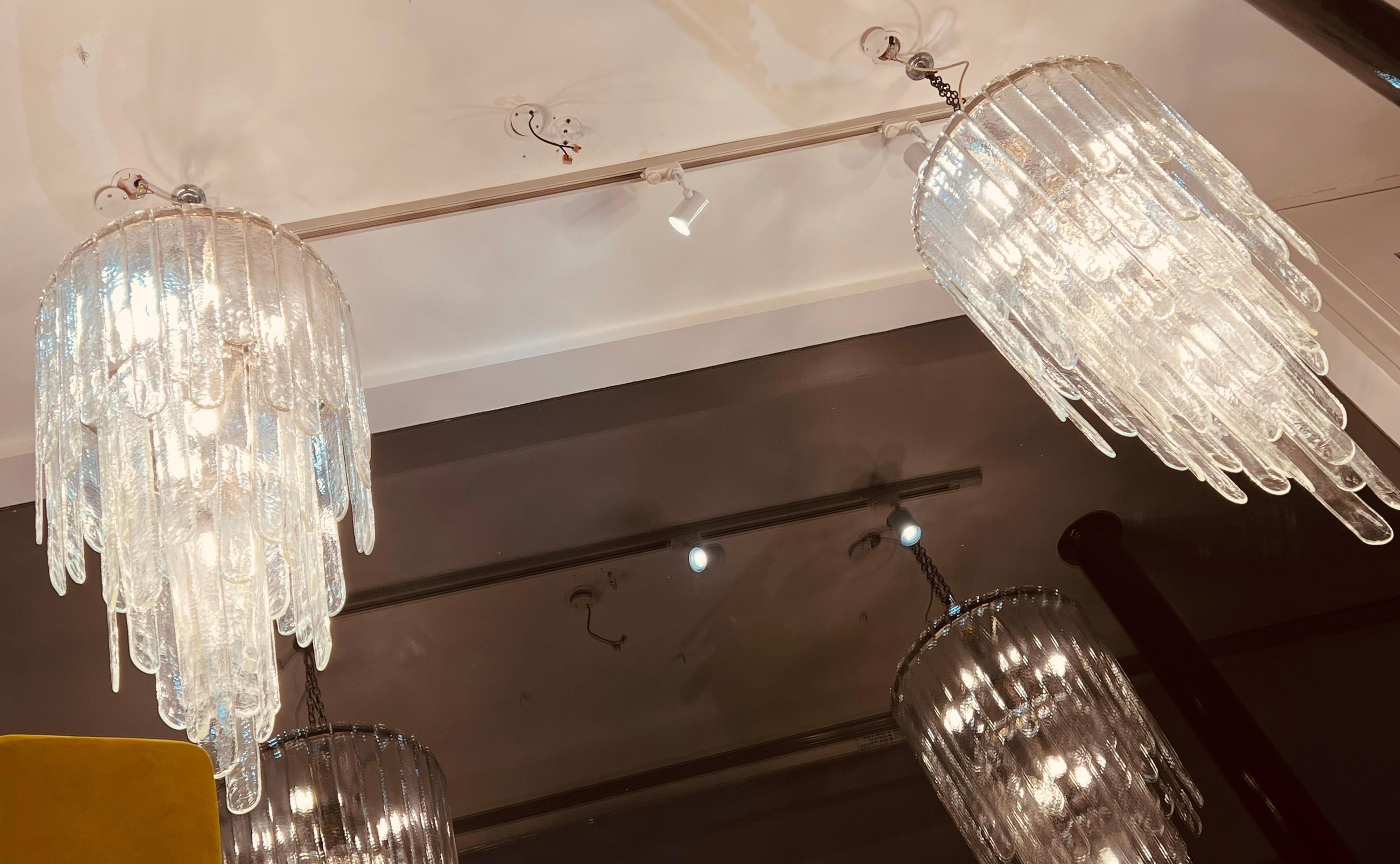 Murano Glass Pair of Extra Large 3 Tiered Murano Mazzega Chandeliers