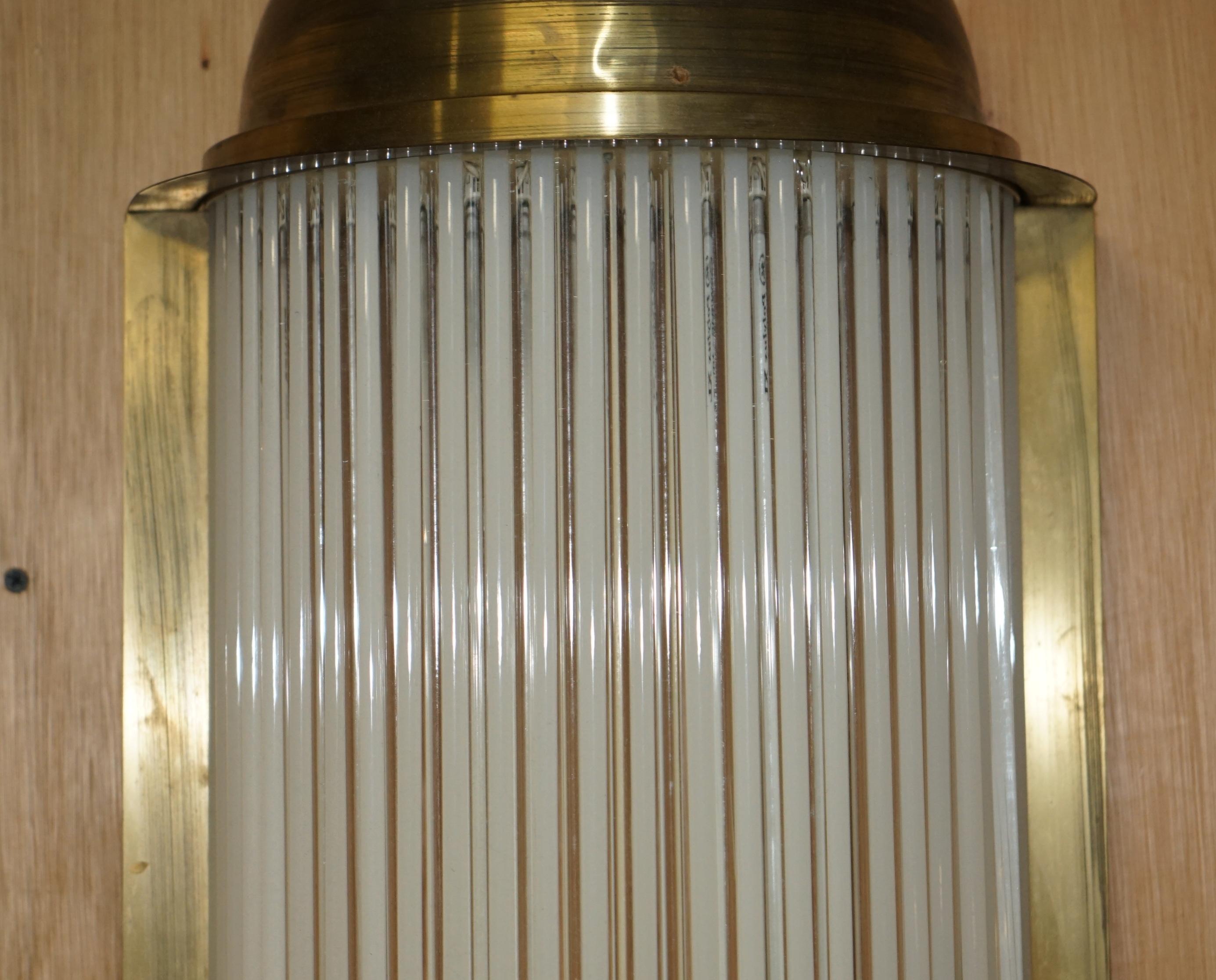 PAIR OF EXTRA LARGE ART DECO STYLE BRASS GLASS GENET-MICHON WALL SCONCES LIGHTs For Sale 3