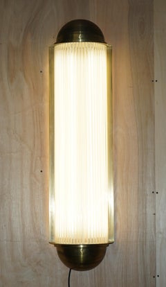 PAIR OF EXTRA LARGE ART DECO STYLE BRASS GLASS GENET-MICHON WALL SCONCES LIGHTs