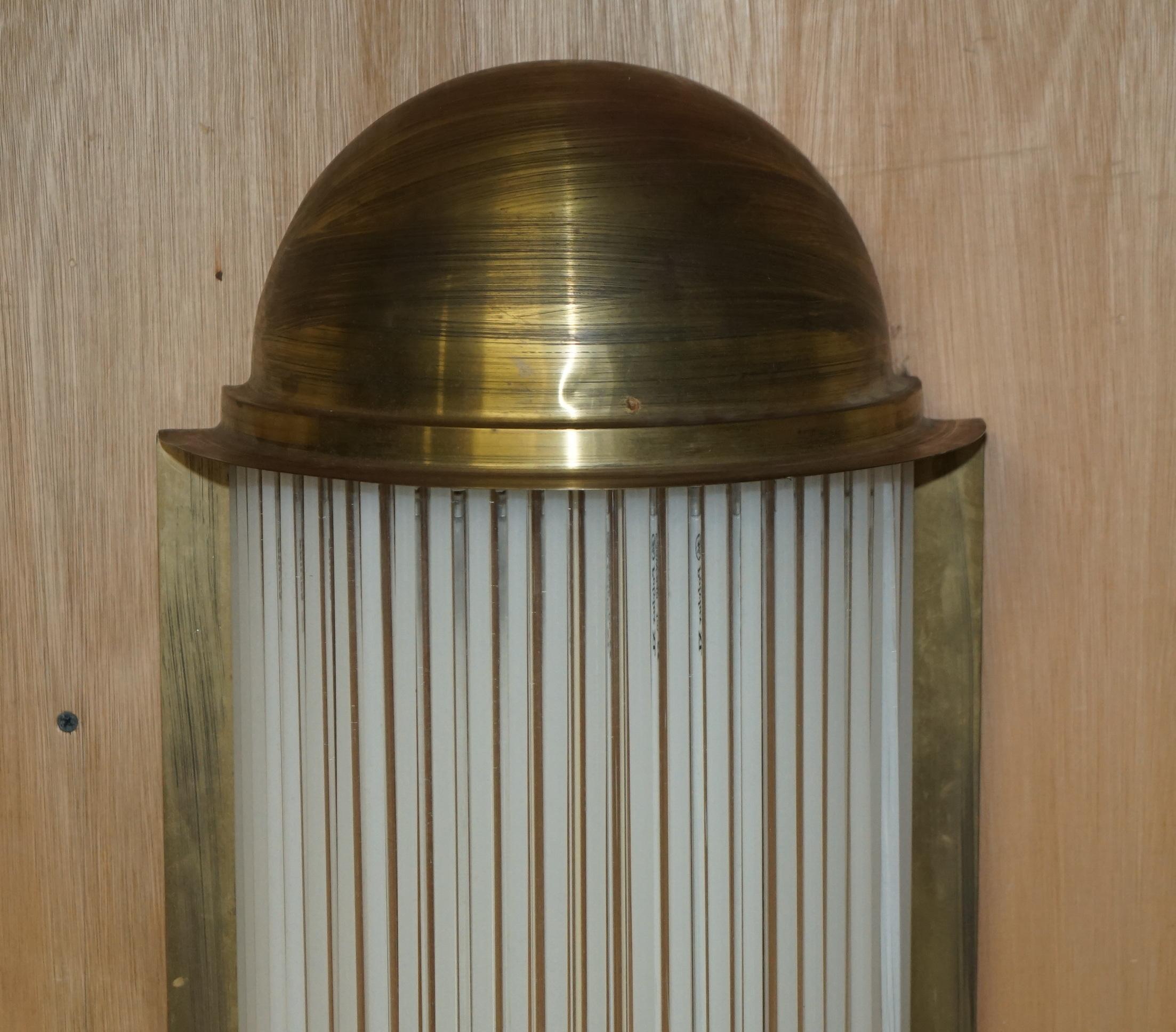 PAIR OF EXTRA LARGE ART DECO STYLE BRASS GLASS Genet & Michon WALL SCONCES Lightss en vente 1
