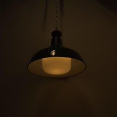 Pair of Extra Large Benjamin Electric 'Glassteel Diffuser' Industrial Pendants