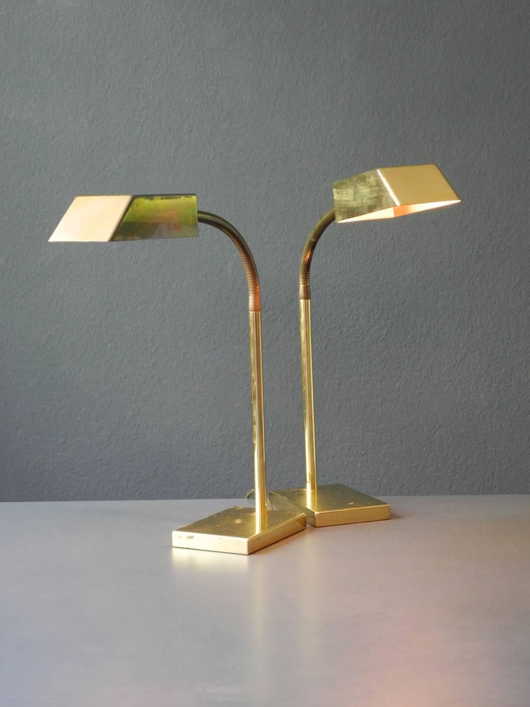 Mid-Century Modern Pair of Extra Large Brass Table Lamps, Vereinigte Werkstätten