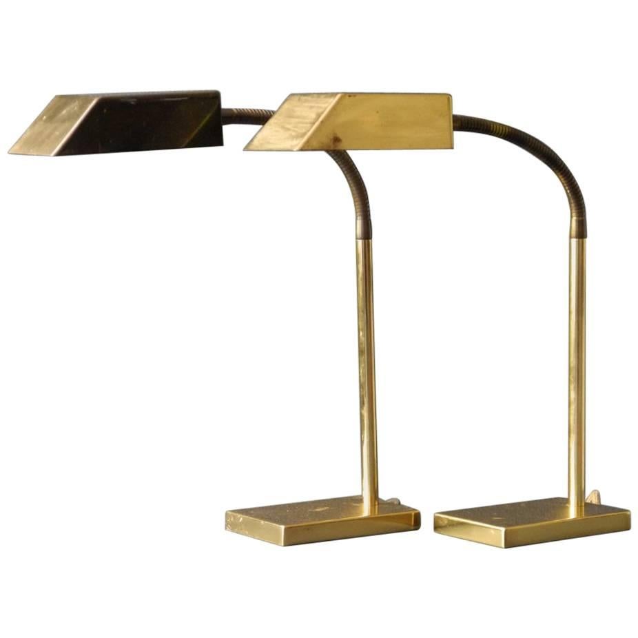 Pair of Extra Large Brass Table Lamps, Vereinigte Werkstätten