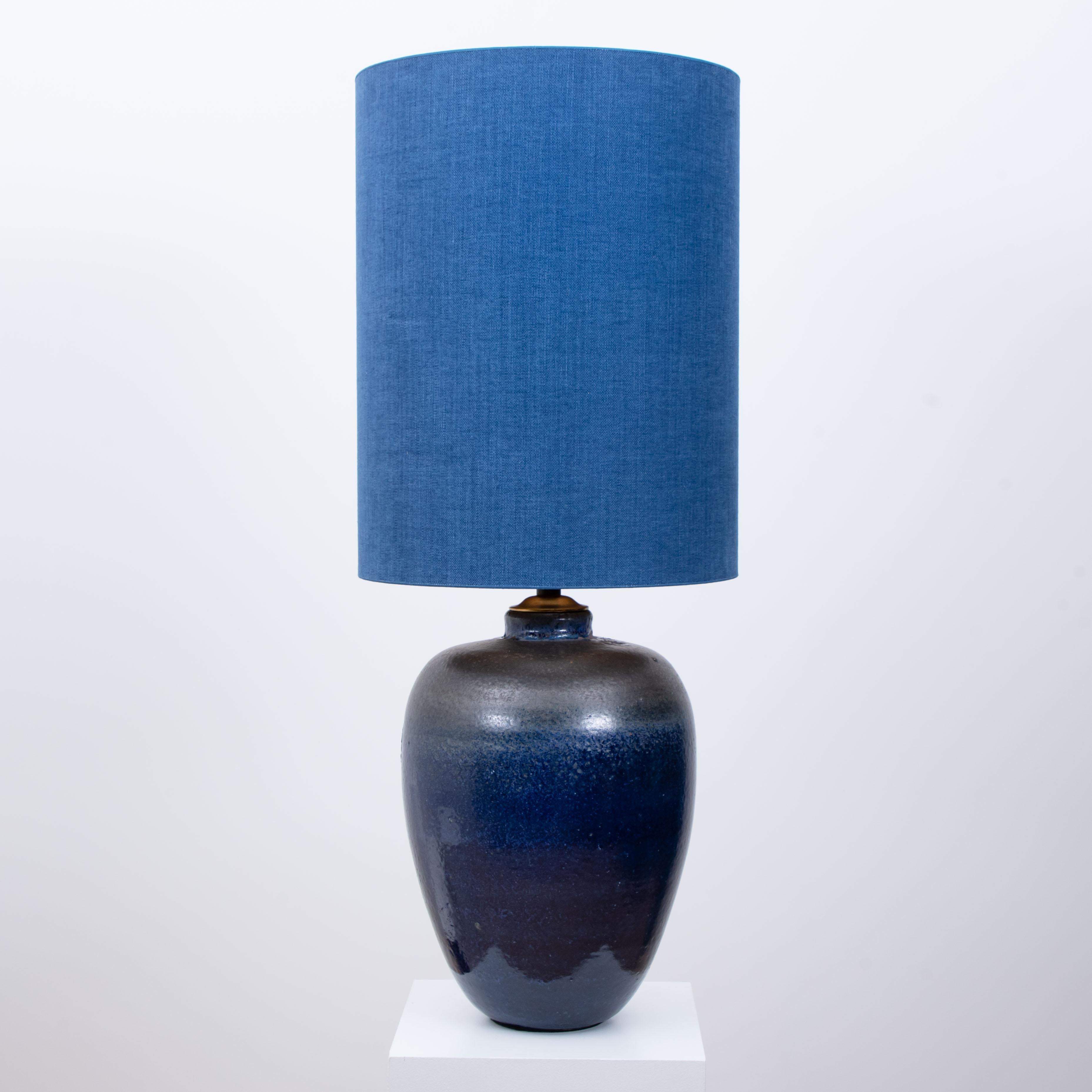 Pair of Extra Large Ceramic Table Lamps with Custom Made Lampshades, René Houben For Sale 6