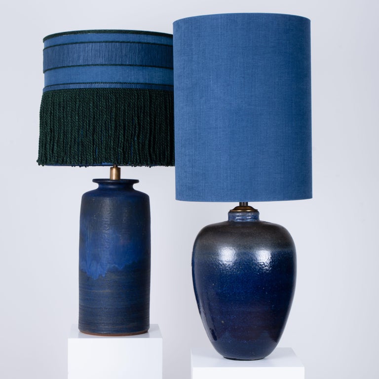 Pair Of Extra Large Ceramic Table Lamps, Handmade Table Lampshades
