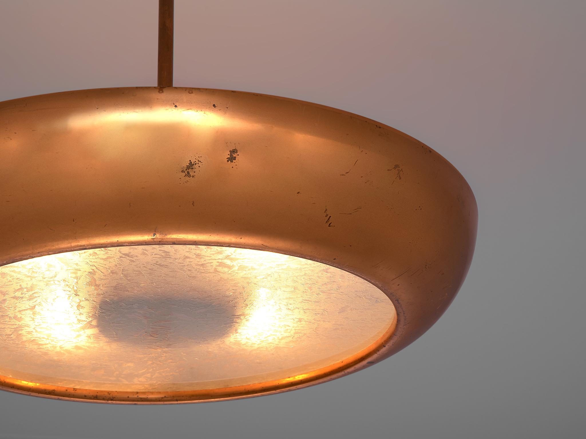 Mid-Century Modern Pair of Extra Large Copper Pendants