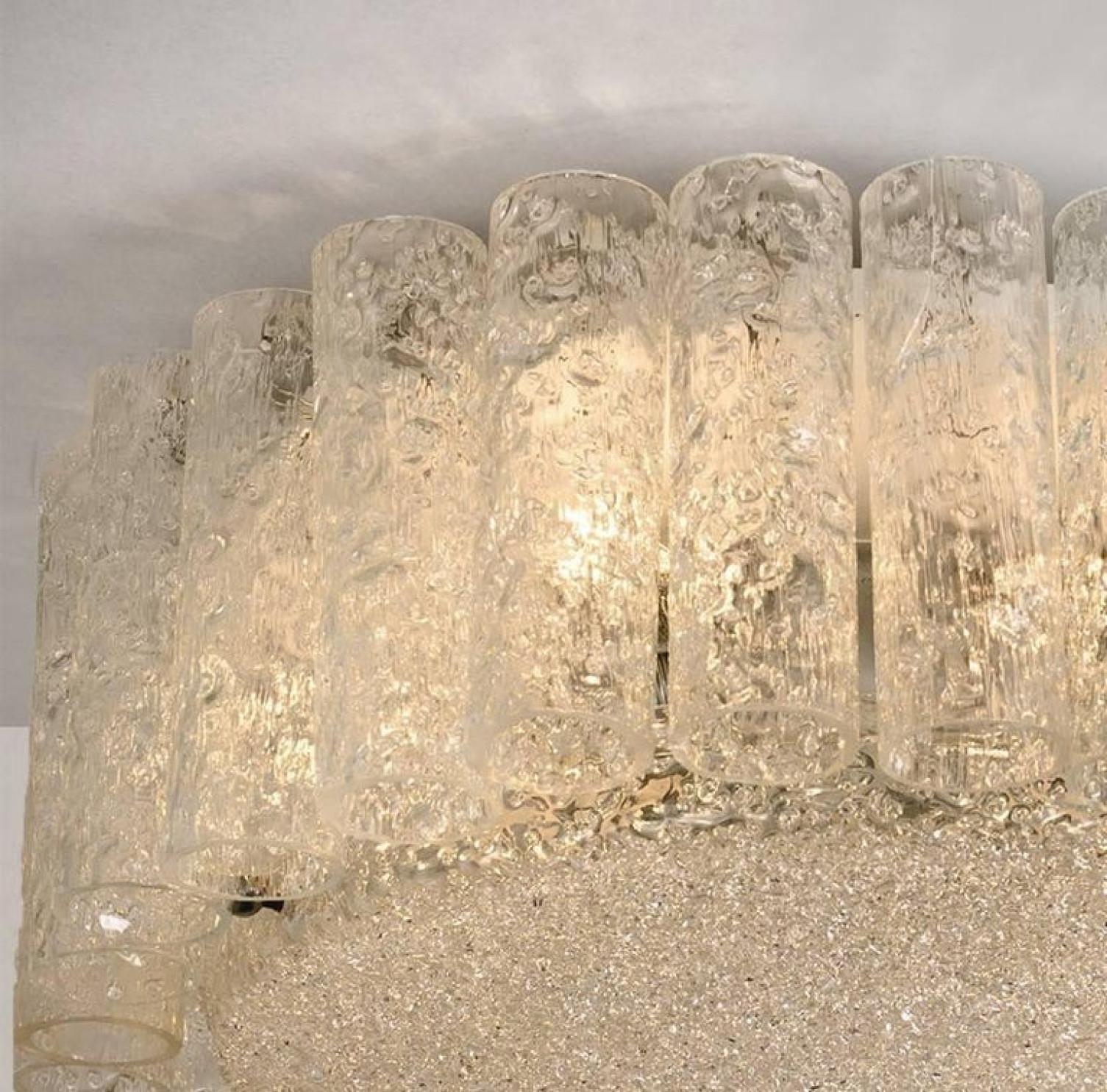 German Pair of Extra Large Doria Clear Flushmount Chandeliers, 1960 For Sale