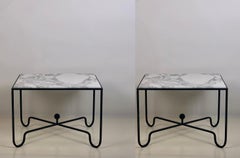 Pair of Extra Large 'Entretoise' Arabescato Marble Side Tables by Design Frères