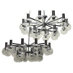 Pair of Extra Large Glass Globe Chandeliers by Glashütte Limburg, circa 1970s