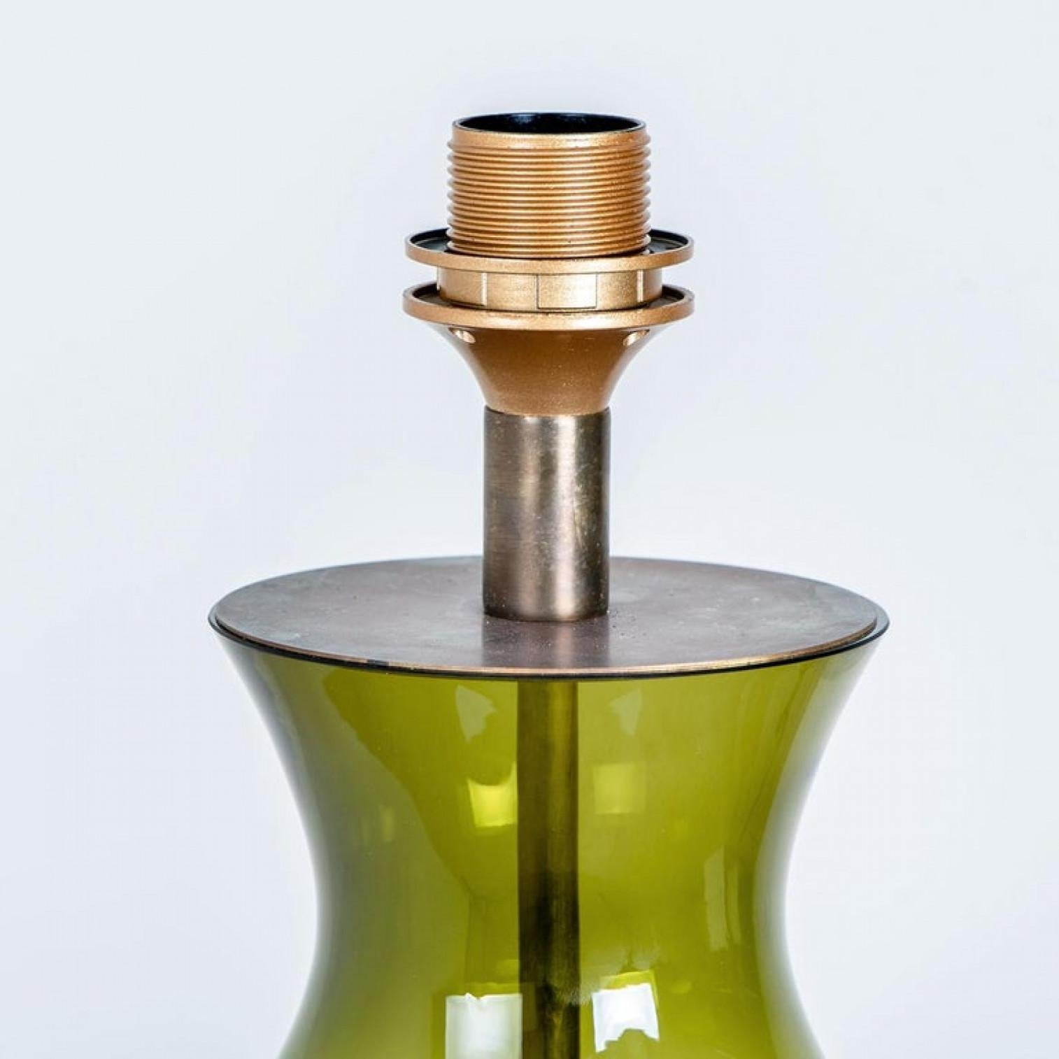 Pair of Extra Large Glass Shaped Table Lamp with Custom Made Silk Lamp R Houben 2