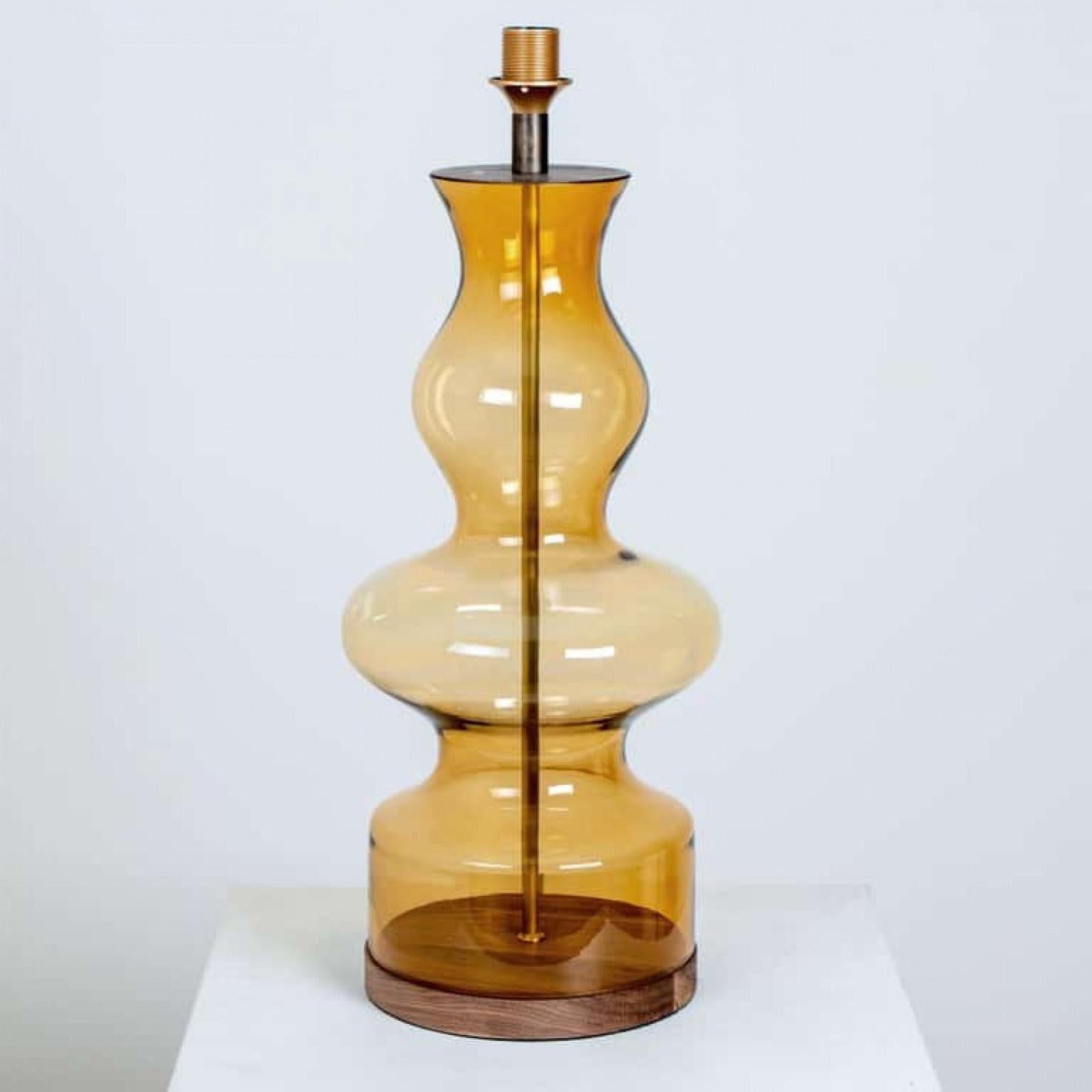 Pair of Extra Large Glass Shaped Table Lamp with Custom Made Silk Lamp R Houben For Sale 2