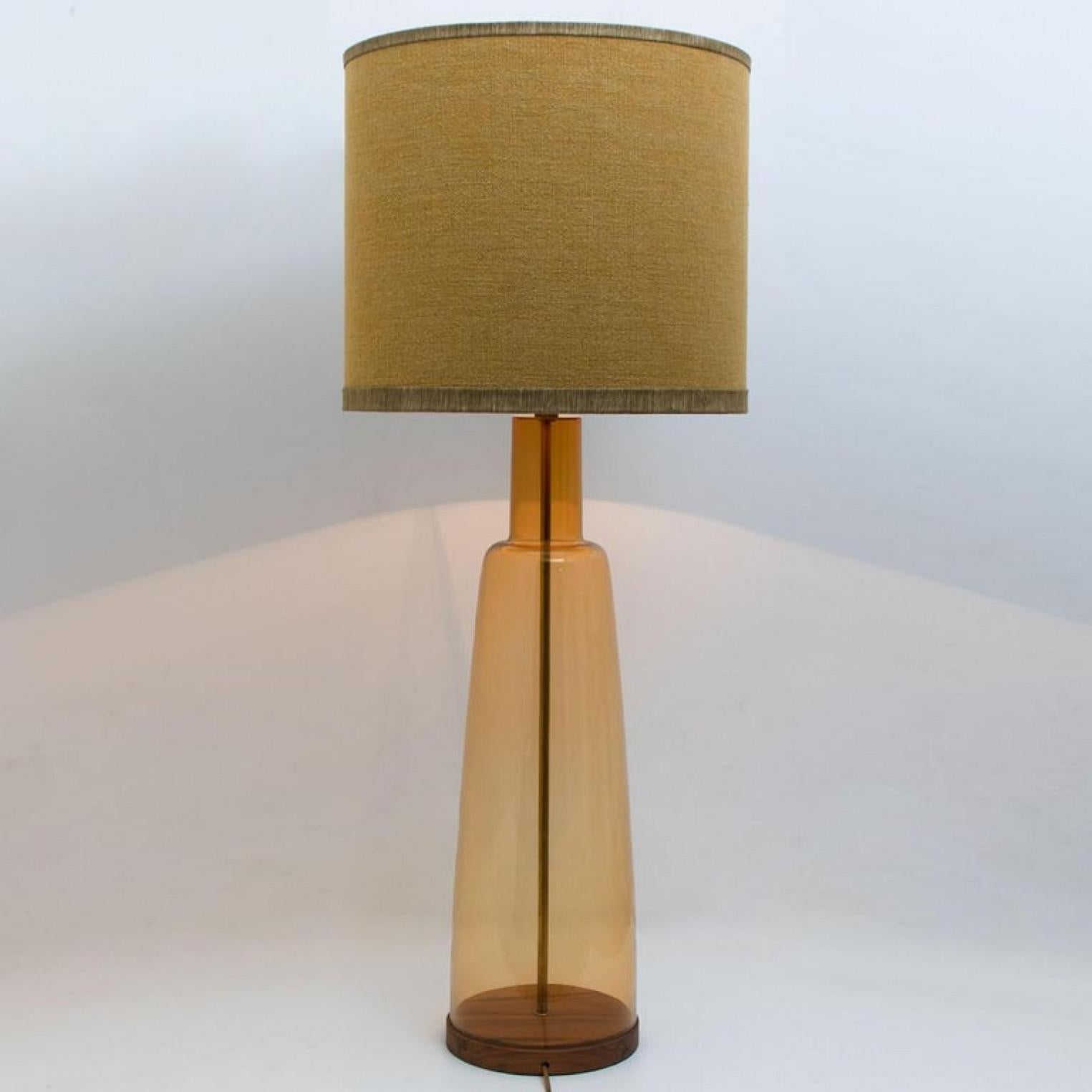 Pair of Extra Large Glass Shaped Table Lamp with Custom Made Silk Lamp R Houben For Sale 4