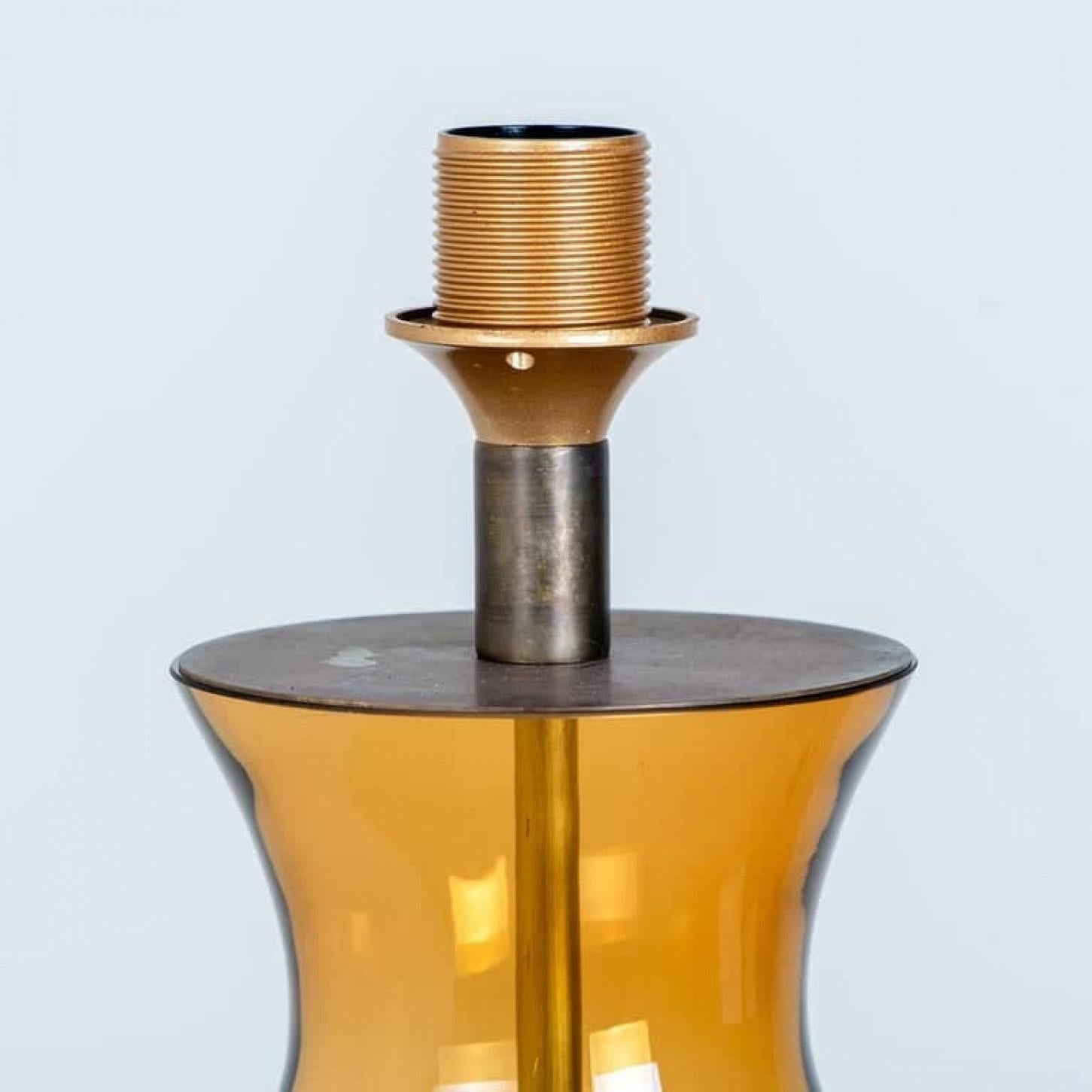 Pair of Extra Large Glass Shaped Table Lamp with Custom Made Silk Lamp R Houben For Sale 5