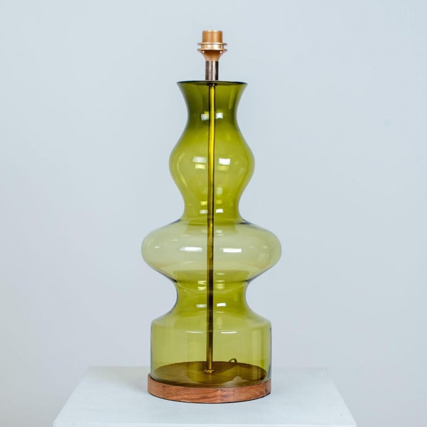 Pair of Extra Large Glass Shaped Table Lamp with Custom Made Silk Lamp R Houben 6