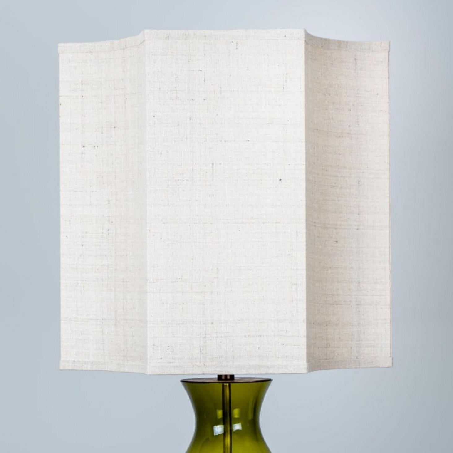 Pair of Extra Large Glass Shaped Table Lamp with Custom Made Silk Lamp R Houben For Sale 9