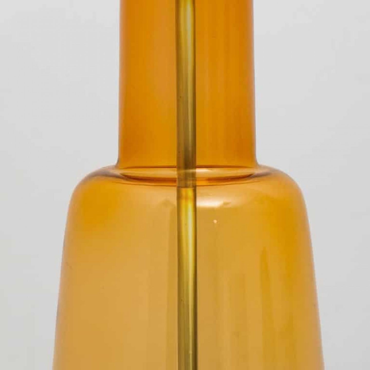 Other Pair of Extra Large Glass Shaped Table Lamp with Custom Made Silk Lamp R Houben For Sale
