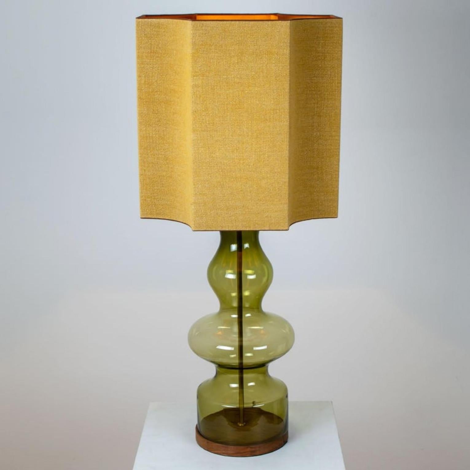 Pair of Extra Large Glass Shaped Table Lamp with Custom Made Silk Lamp R Houben 1