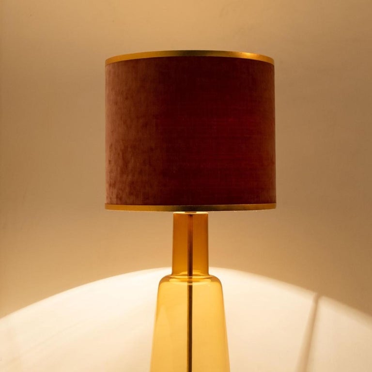 Pair of Extra Large Glass Shaped Table Lamps with Lampshades, Design R