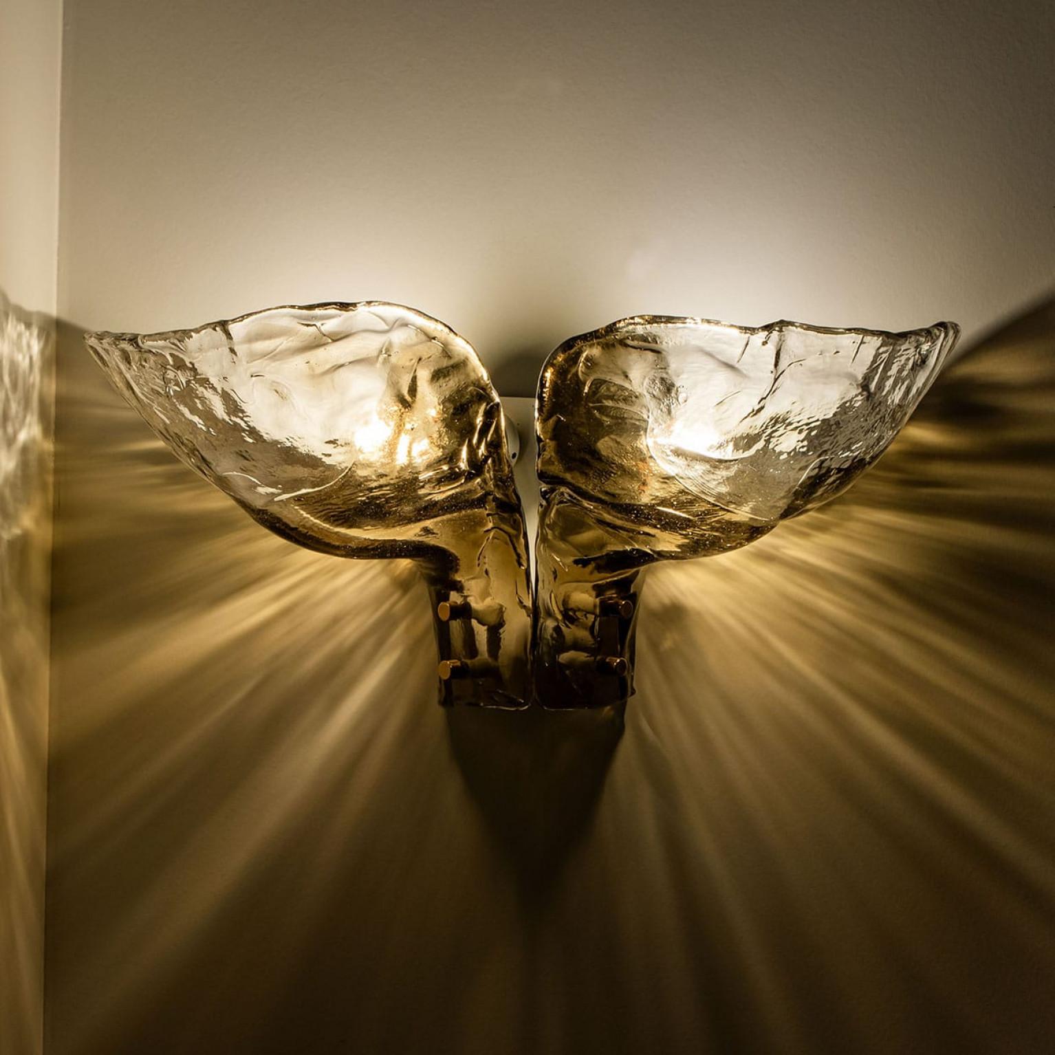 Pair of Extra Large J.T. Kalmar Wall Lights Smoked Glass, 1970 For Sale 2