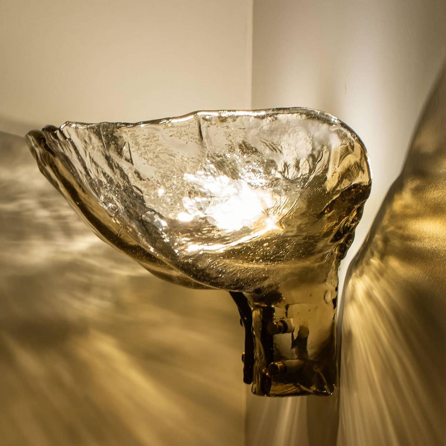Pair of Extra Large J.T. Kalmar Wall Lights Smoked Glass, 1970 For Sale 3