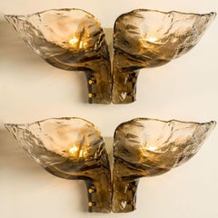 Paar Extra Large J.T. Kalmar Wall Lights Rauchglas, 1970