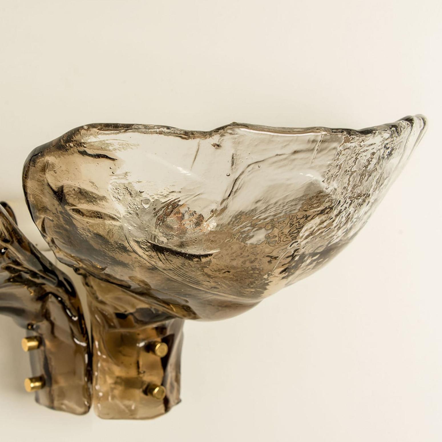 Austrian Pair of Extra Large J.T. Kalmar Wall Lights Smoked Glass, 1970 For Sale