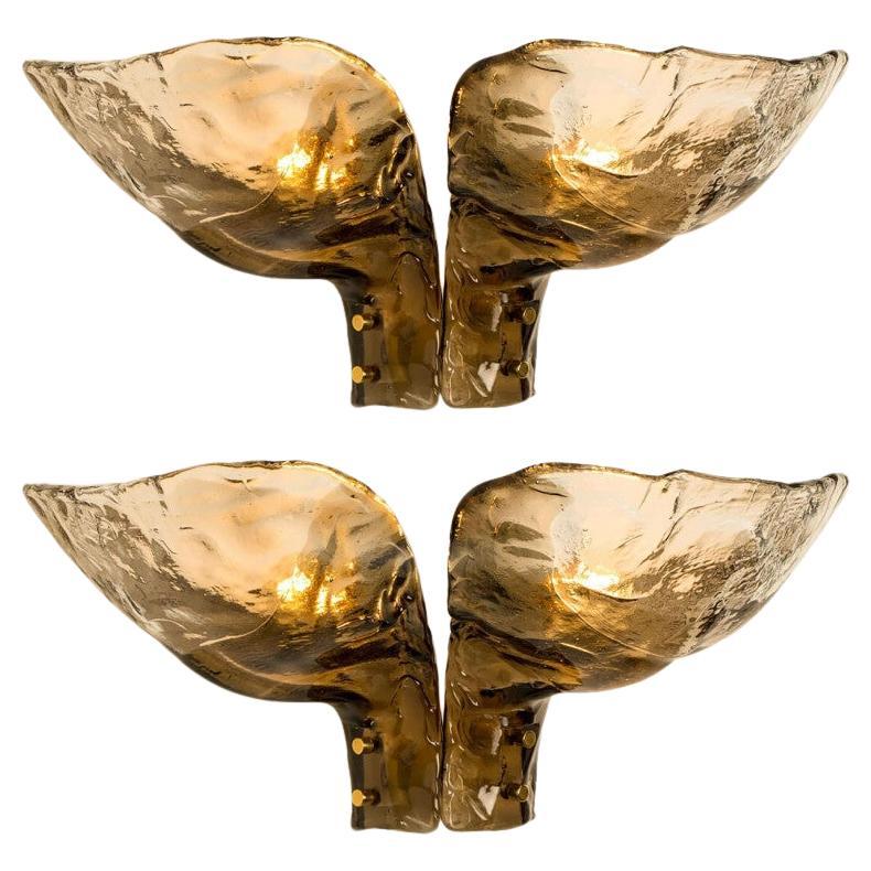 Pair of Extra Large J.T. Kalmar Wall Lights Smoked Glass, 1970