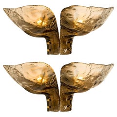 Pair of Extra Large J.T. Kalmar Wall Lights Smoked Glass, 1970