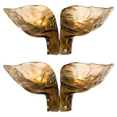 Pair of Extra Large J.T. Kalmar Wall Lights Smoked Glass, 1970