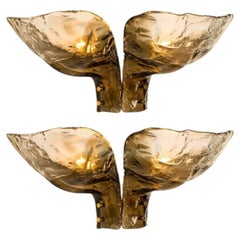 Paar Extra Large J.T. Kalmar Wall Lights Rauchglas, 1970