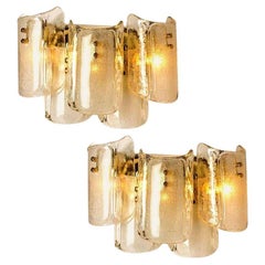 Pair of Extra Large Massive Glass Wall Sconces in the Style of Kalmar