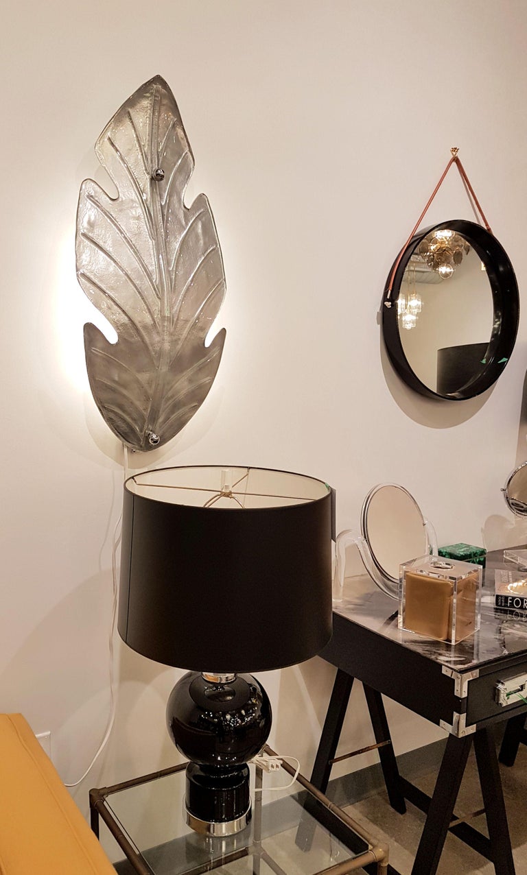 Pair of Extra Large MidCentury Modern Silver mirrored Murano Glass