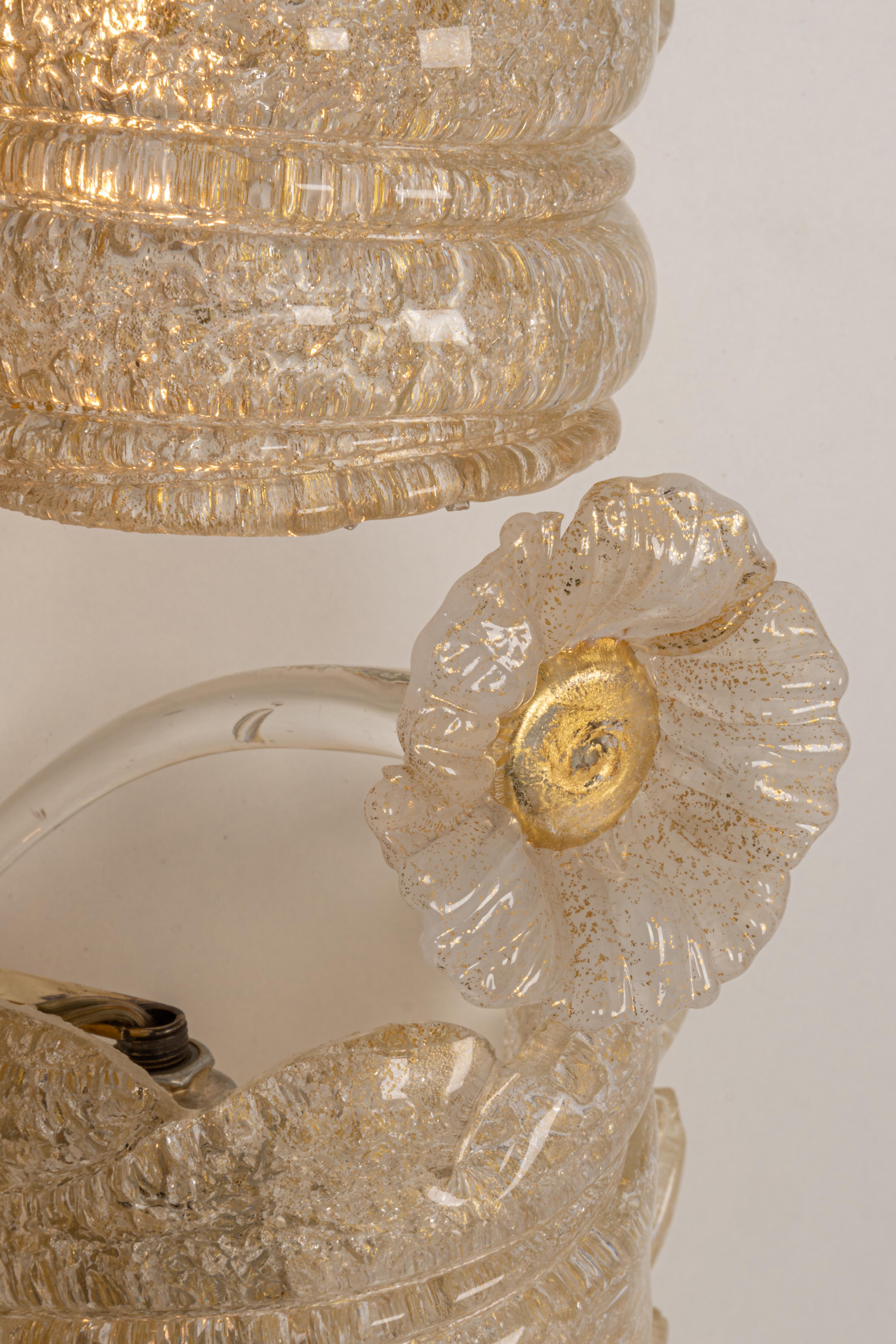 Pair of Extra Large Murano Glass Wall Sconces by Barovier & Toso, Italy, 1970s 12