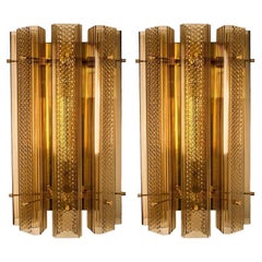 Pair of Extra Large Murano Wall Sconces/Wall Lights Glass and Brass